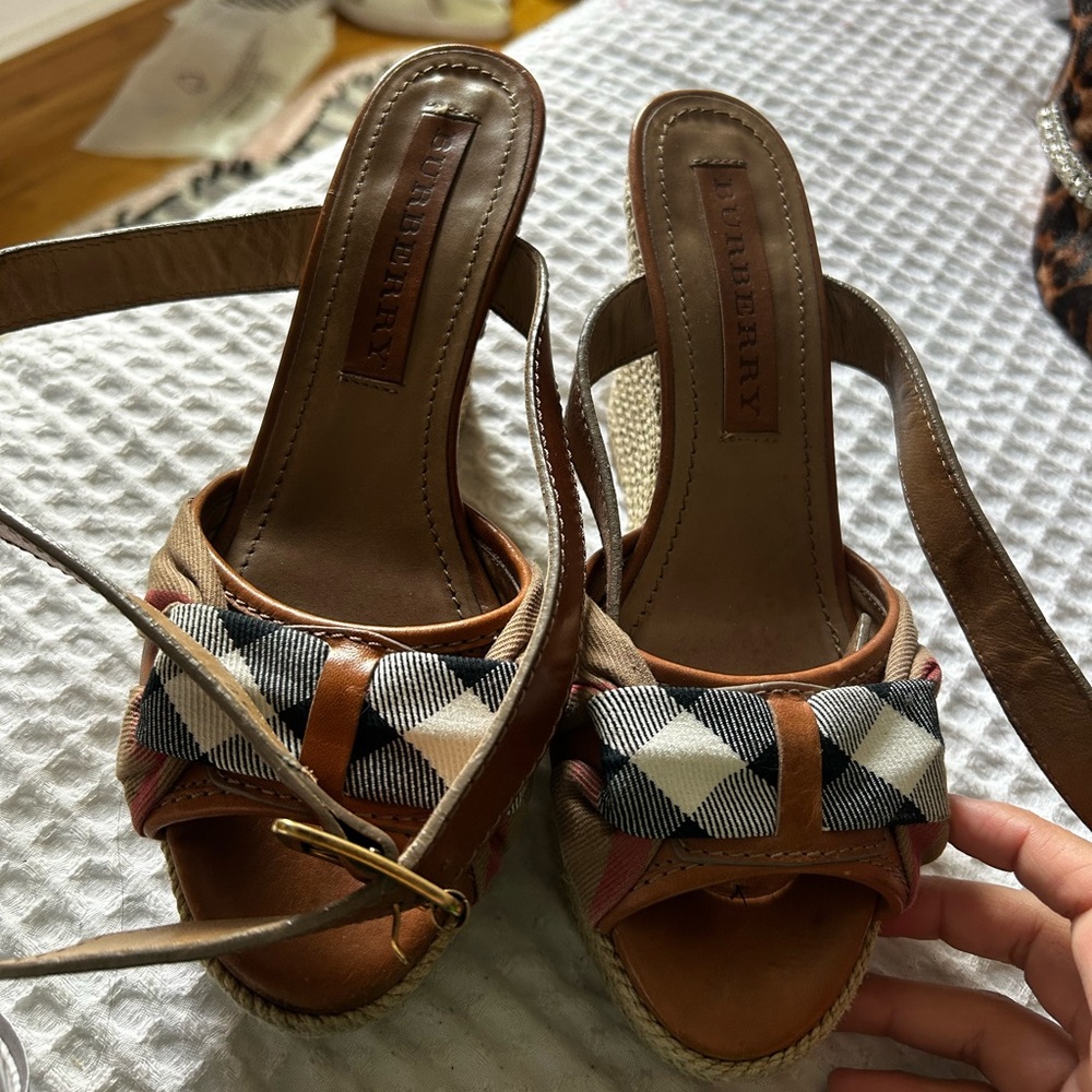 Burberry check print wedges